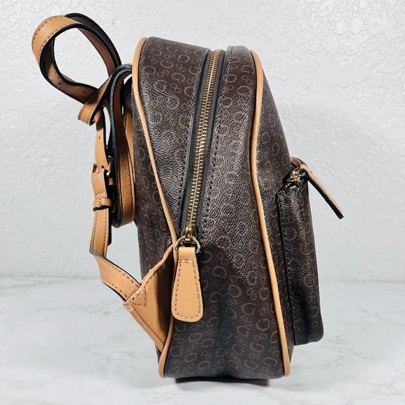 GUESS Monogram Brown and Tan Backpack - Picture 3 of 13